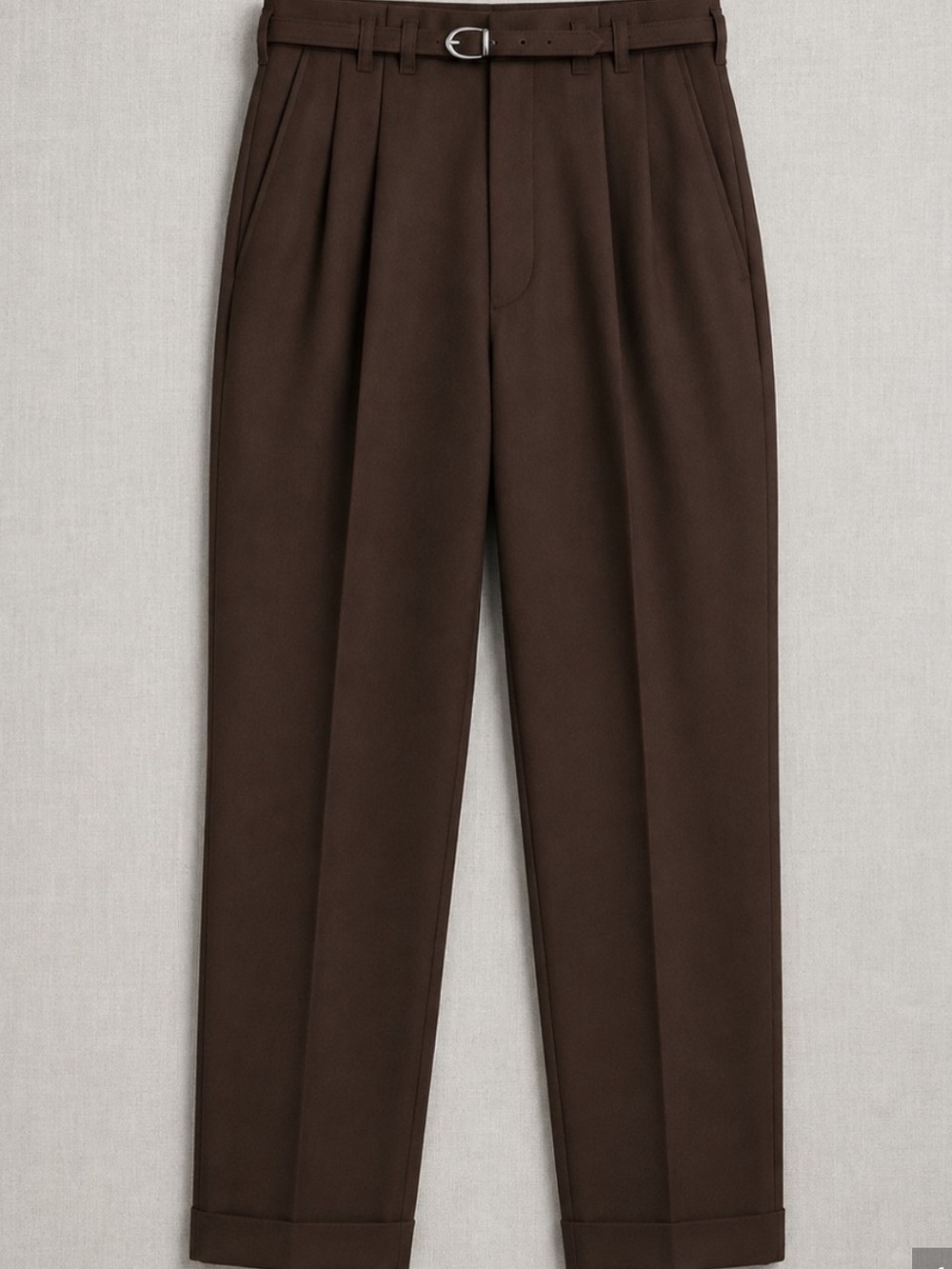Vintage Pulse Cynthia Dark Brown Pleated Dress Pants With Belt